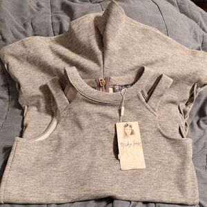 Truly Me Heather Gray Kids Terry Shorts Sleeveless Romper